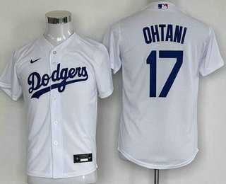 Youth Los Angeles Dodgers #17 Shohei Ohtani White Cool Base Jersey->mlb youth jerseys->MLB Jersey